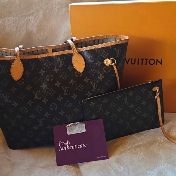 Louis Vuitton Monogram Neverfull Tote Bag - Dark Brown and Tan - Picture 2 of 10